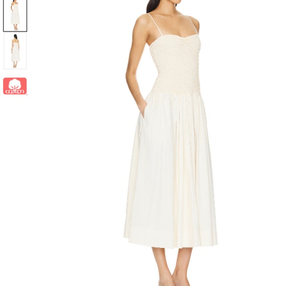 Romantic Cream Drop Waist Midi Dress for Bridal Event - Never Worn